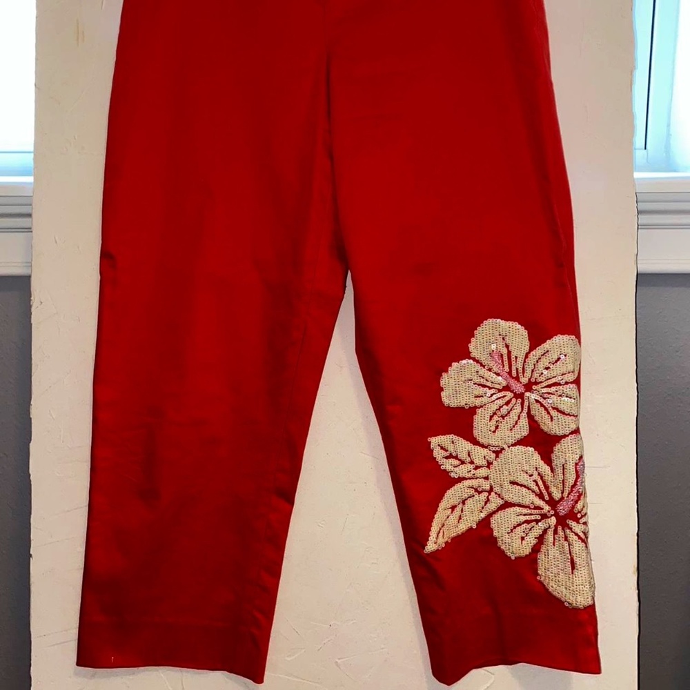 Kelly and Diane Cropped Pink Floral Pants Size 6